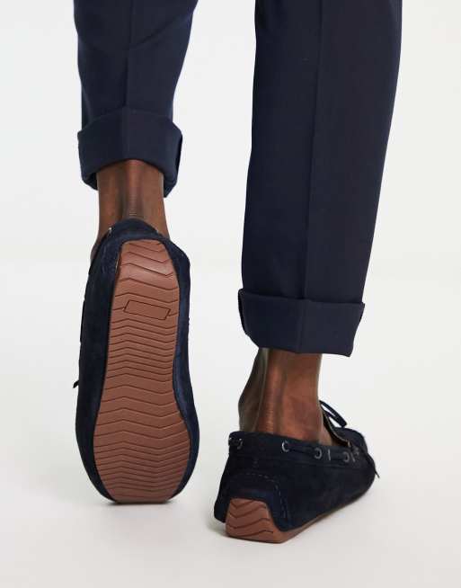 Red Tape Wide Fit tassel drivers in navy suede, 3 of 4