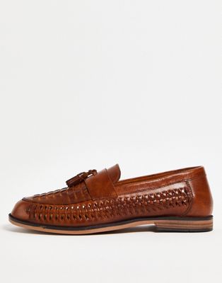 Red Tape woven leather loafers in brown