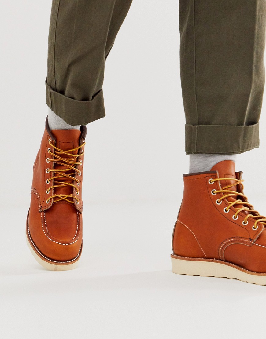 Red Wing classic 6 inch moc boots in oro legacy leather-Tan