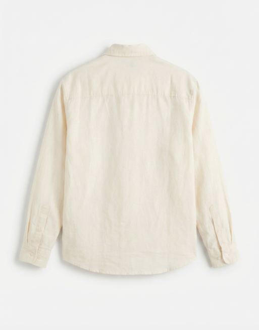 Redefined Rebel Angel boxy long sleeve linen mix shirt in white, 7 of 7