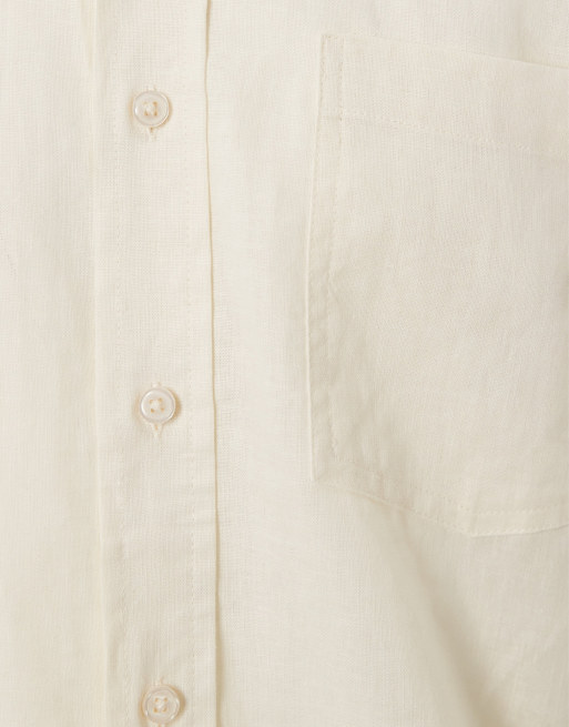 Redefined Rebel Angel boxy long sleeve linen mix shirt in white, 9 of 9