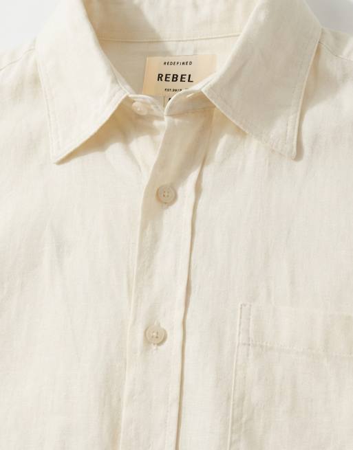 Redefined Rebel – Angel – Kastiges, langärmliges Hemd aus Leinenmix in Weiß, 8 von 9