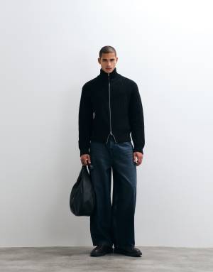 Redefined Rebel aron cable knit jacket in black