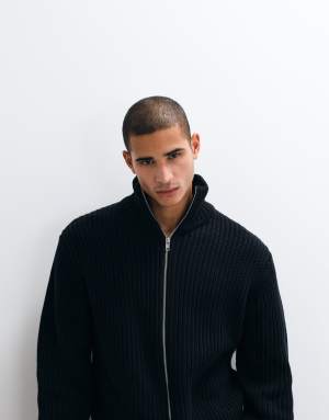 Redefined Rebel aron cable knit jacket in black