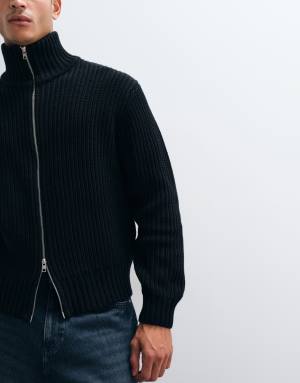 Redefined Rebel aron cable knit jacket in black