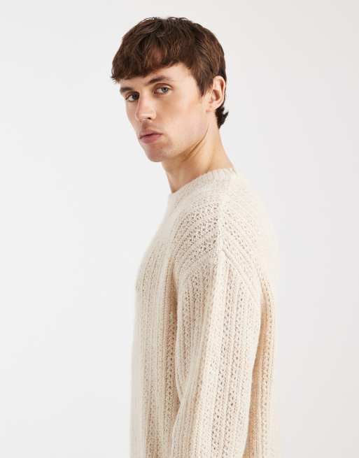 Redefined Rebel Axel boxy fit knit jumper in beige, 4 of 5