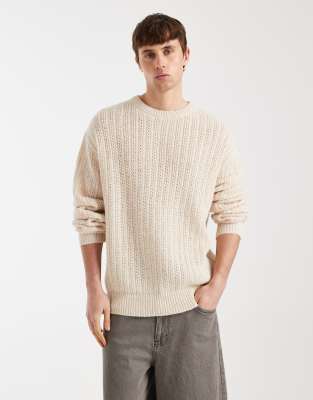 Redefined Rebel - Axel - Pull coupe carrée en maille - Beige-Neutre
