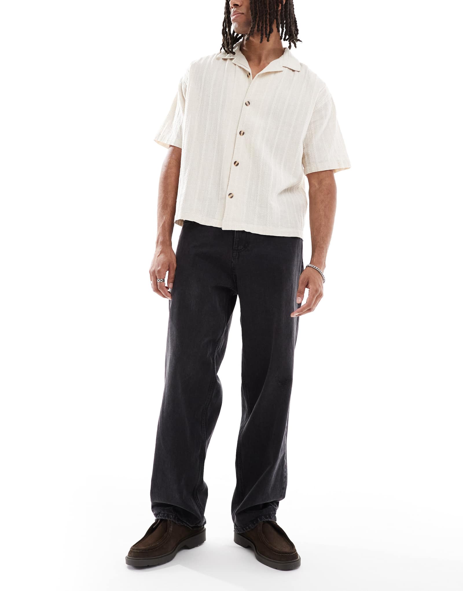 Новые бунтарские мешковатые джинсы постиранного черного цвета