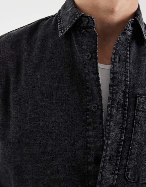 Redefined Rebel boxig oversize denimskjorta med långa ärmar i svart, 3 av 5