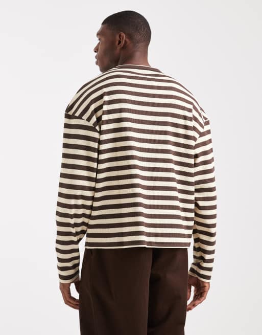 Redefined Rebel boxy striped sweatshirt in white and brown | ASOS