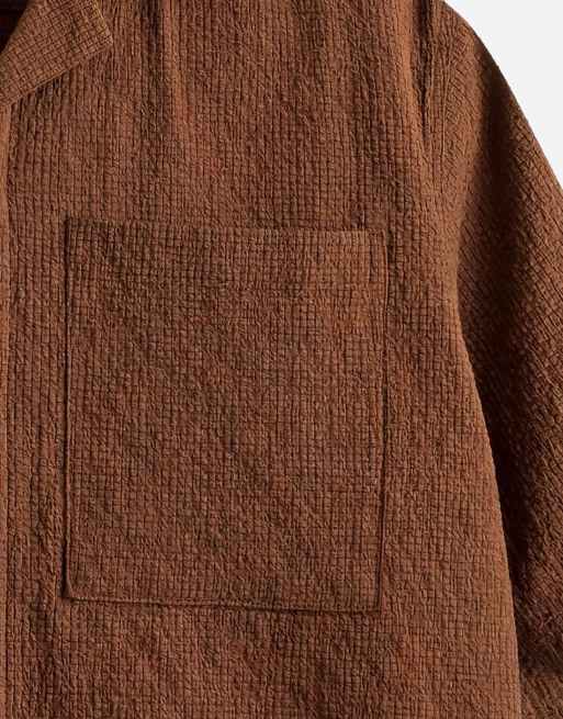 Redefined Rebel Brennan boxy fit short sleeve shirt in coffee brown, 8 of 9