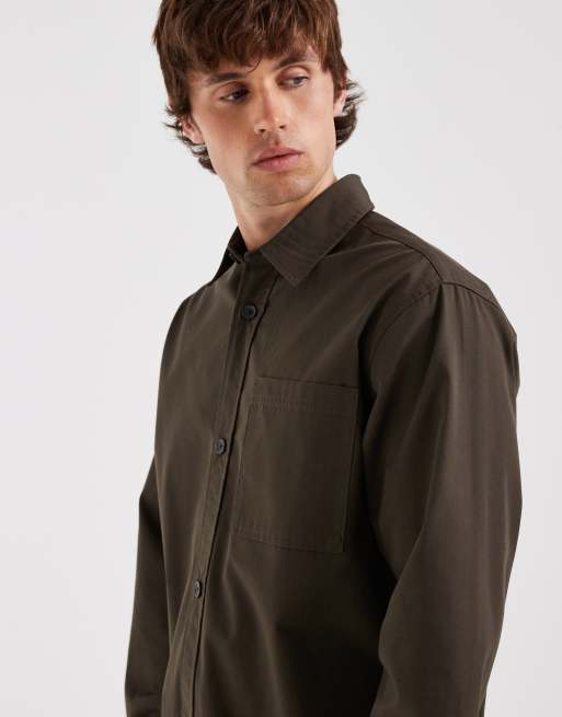 Redefined Rebel - Brun oversized skjorte i firkantet pasform, 4 af 5