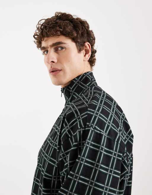 Redefined Rebel Bryant oversized checked jacket in dark green, 4 of 5