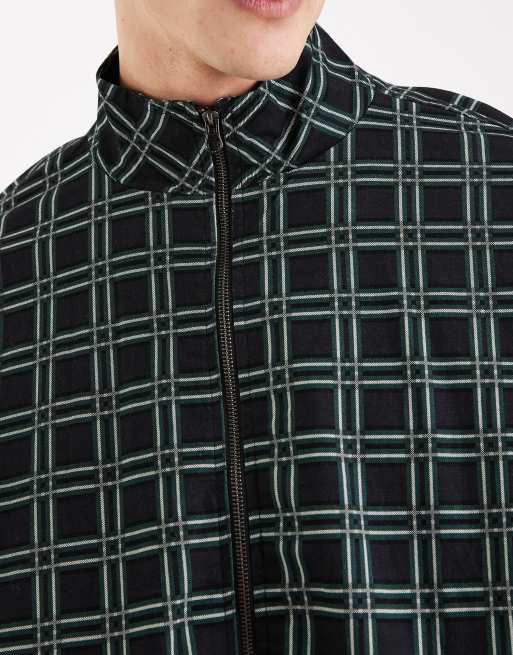 Redefined Rebel Bryant oversized checked jacket in dark green, 5 of 5