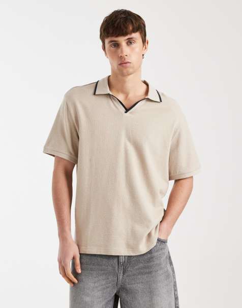 Redefined Rebel – Camden – Beige pikétröja med boxig passform - view 1