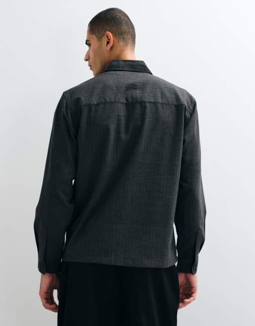 Redefined Rebel camicia squadrata oversize a righe grigia, 4 di 5