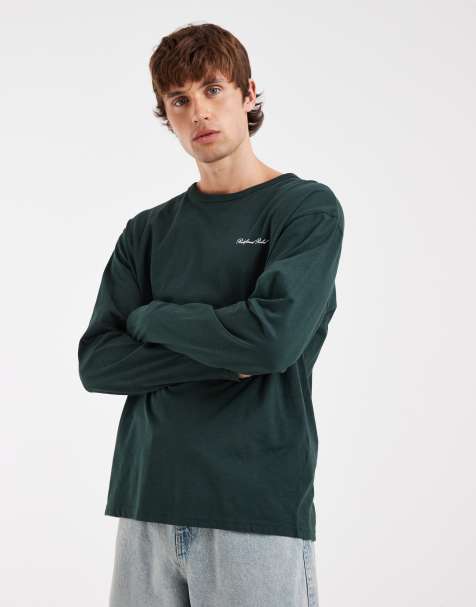 Redefined Rebel - Camiseta verde extragrande de manga larga con logo bordado - view 1