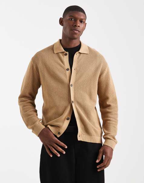 Redefined Rebel - Cardigan in maglia beige stile polo con bottoni - view 1