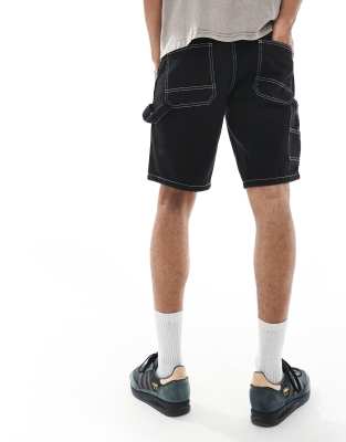 Redefined Rebel Carpenter Shorts With Contrast Seams In Black