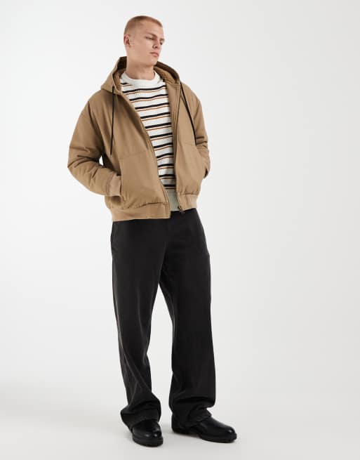 Redefined Rebel - Chaqueta beis de corte cuadrado extragrande con forro de borreguito , 2 de 5