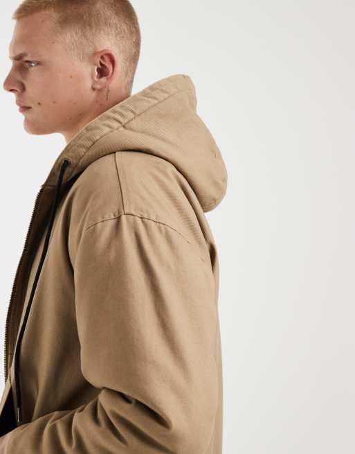 Redefined Rebel - Chaqueta beis de corte cuadrado extragrande con forro de borreguito , 4 de 5