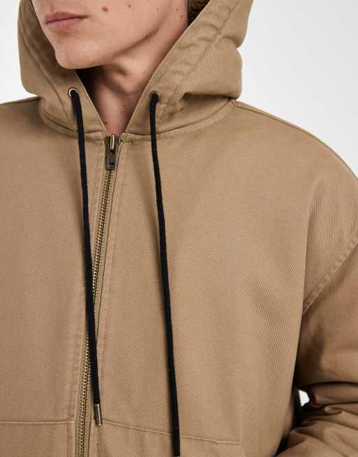 Redefined Rebel - Chaqueta beis de corte cuadrado extragrande con forro de borreguito , 5 de 5