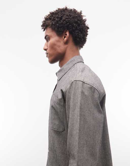 Redefined Rebel - Chemise d'ensemble coupe carrée oversize à rayures - Gris, 2 de 5