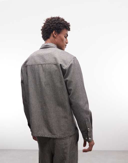Redefined Rebel - Chemise d'ensemble coupe carrée oversize à rayures - Gris, 4 de 5