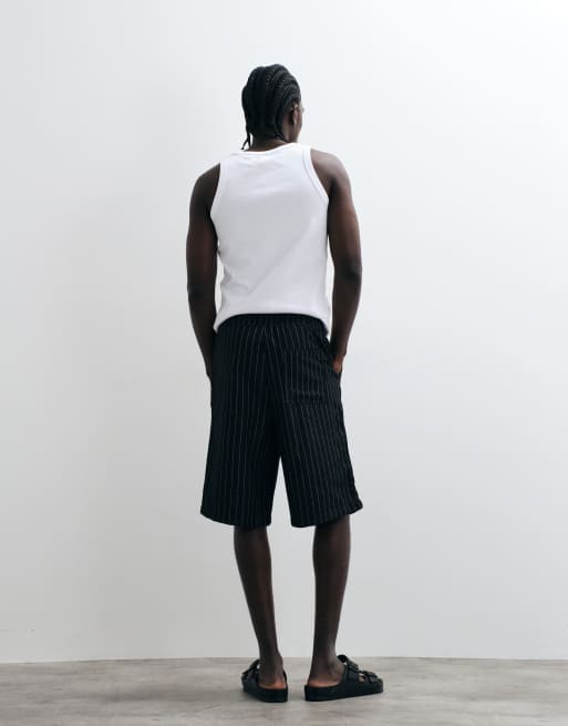 Redefined Rebel - Cristiano - Baggy sorte shorts med nålestriber , 5 af 5