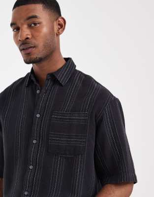 Redefined Rebel Drake Oversized Shirt In Black