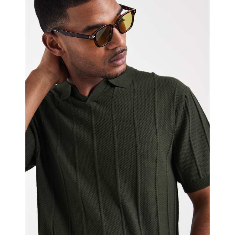 Redefined Rebel Dylan regular fit short sleeve textured polo shirt
