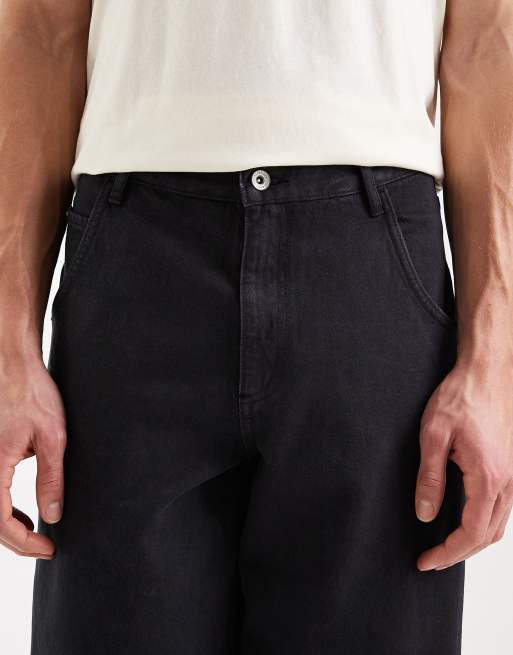 Redefined Rebel Eddie loose fit long line shorts in washed black, 5 of 5