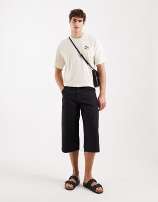 Redefined Rebel Eddie Loose Fit Longline Shorts In Black