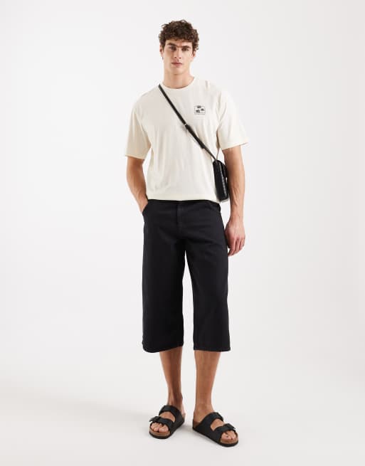 Redefined Rebel - Eddie - Pantaloncini ampi taglio lungo nero slavato