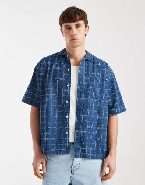 Redefined Rebel Elton oversized shirt in mid blue - view 1