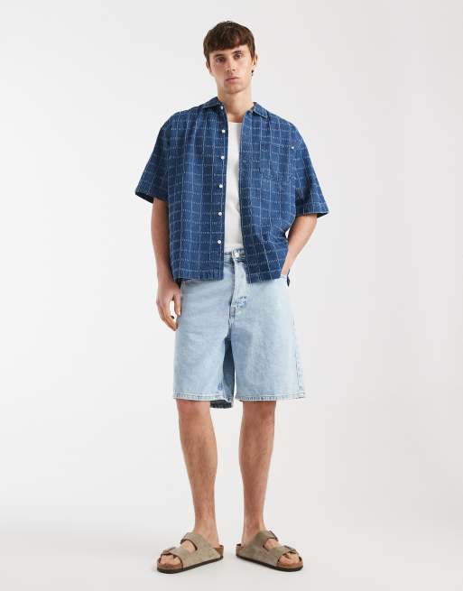 Redefined Rebel Elton oversized shirt in mid blue, 2 of 5