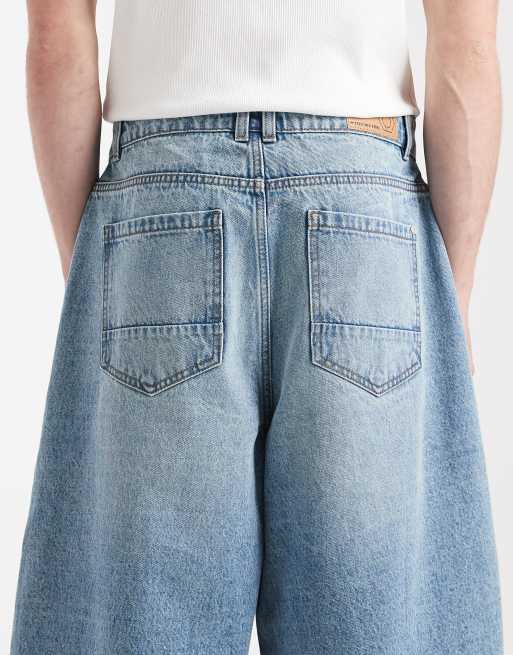 Redefined Rebel Evan denim baggy shorts in light blue, 4 of 5