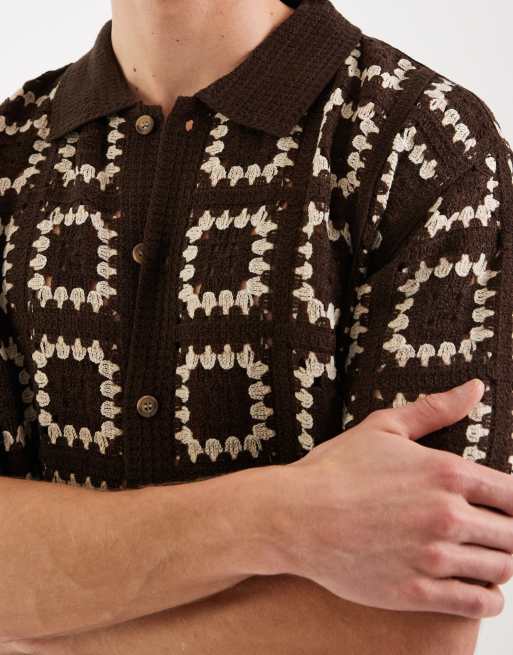 Redefined Rebel – Fabian – Kaffebrun, virkad skjorta med boxig passform och korta ärmar, 5 av 5