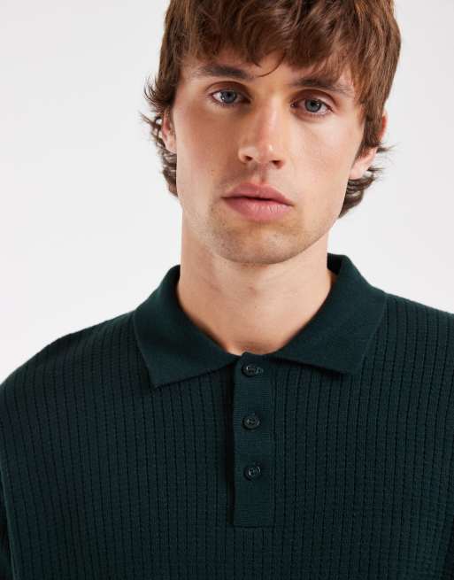 Redefined Rebel felix polo in maglia oversize con bottoni verde scuro, 3 di 5