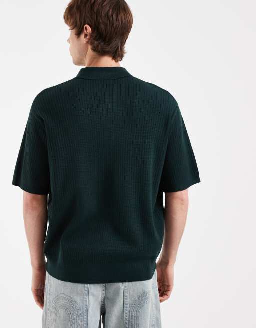 Redefined Rebel felix polo in maglia oversize con bottoni verde scuro, 5 di 5