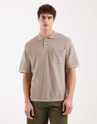 Redefined Rebel Fernando Boxy Fit Short Sleeve Textured Polo Shirt In Multi