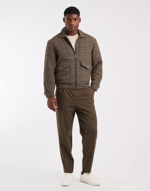 Redefined Rebel - Giacca coach squadrata imbottita marrone a quadri, 2 di 5