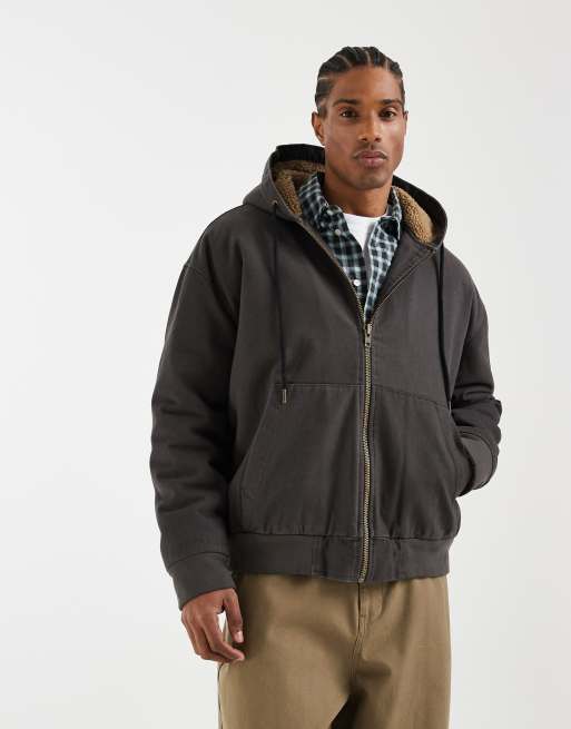 Redefined Rebel - Giacca squadrata oversize antracite con fodera in pile borg , 2 di 5