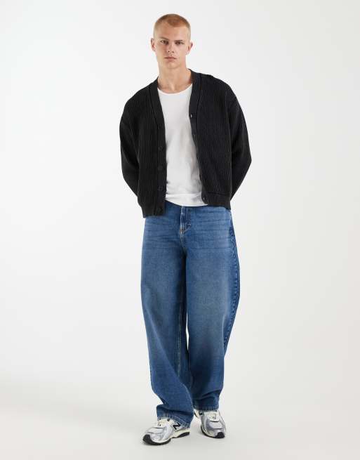 Redefined Rebel - Gilet oversize coupe carrée en maille - Noir délavé, 2 de 5