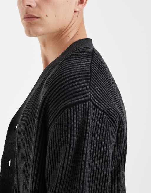 Redefined Rebel - Gilet oversize coupe carrée en maille - Noir délavé, 4 de 5