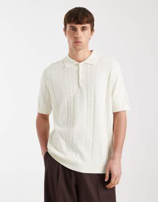Redefined Rebel Griffin Knit Polo Top In Neutral