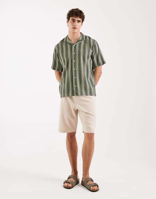 Redefined Rebel - Howie - Chemise rayée coupe carrée à manches courtes - Vert, 2 de 5