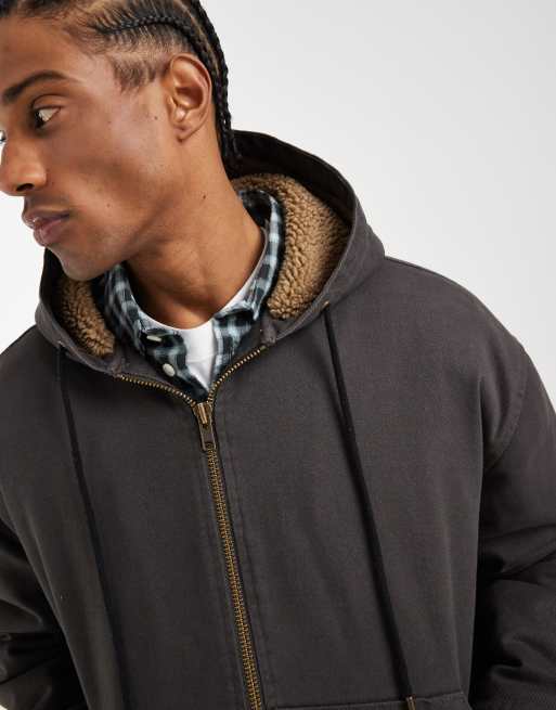 Redefined Rebel Jacke mit Kapuze im Boxy-Oversize-Schnitt mit Borg-Futter in Anthrazit, 4 von 5