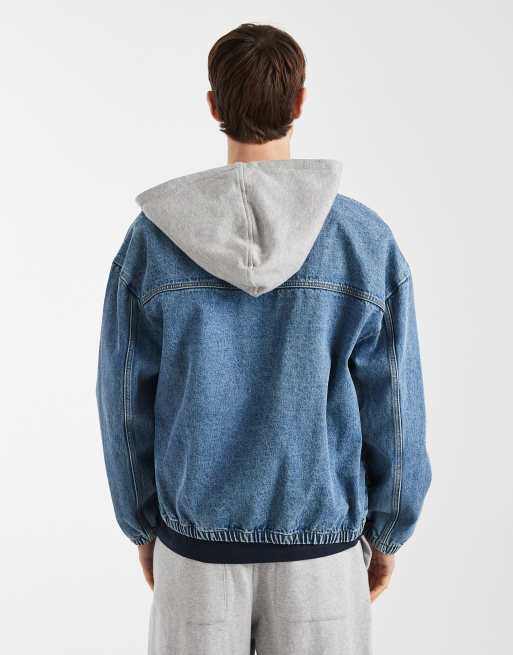 Redefined Rebel John oversized denim hooded jacket in mid blue, 2 of 5