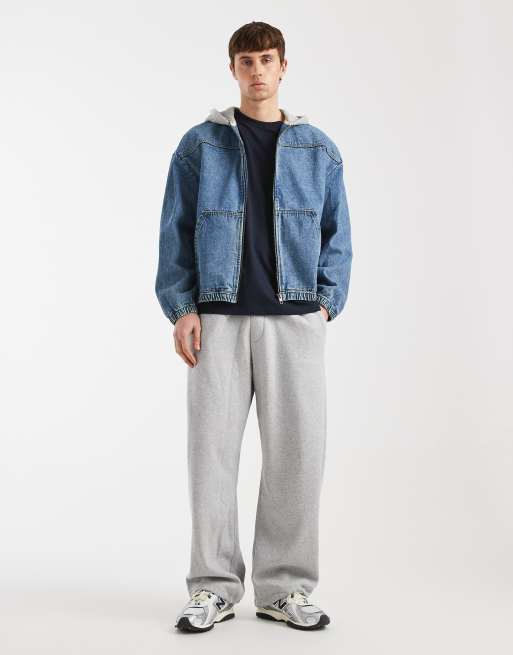 Redefined Rebel John oversized denim hooded jacket in mid blue, 3 of 5